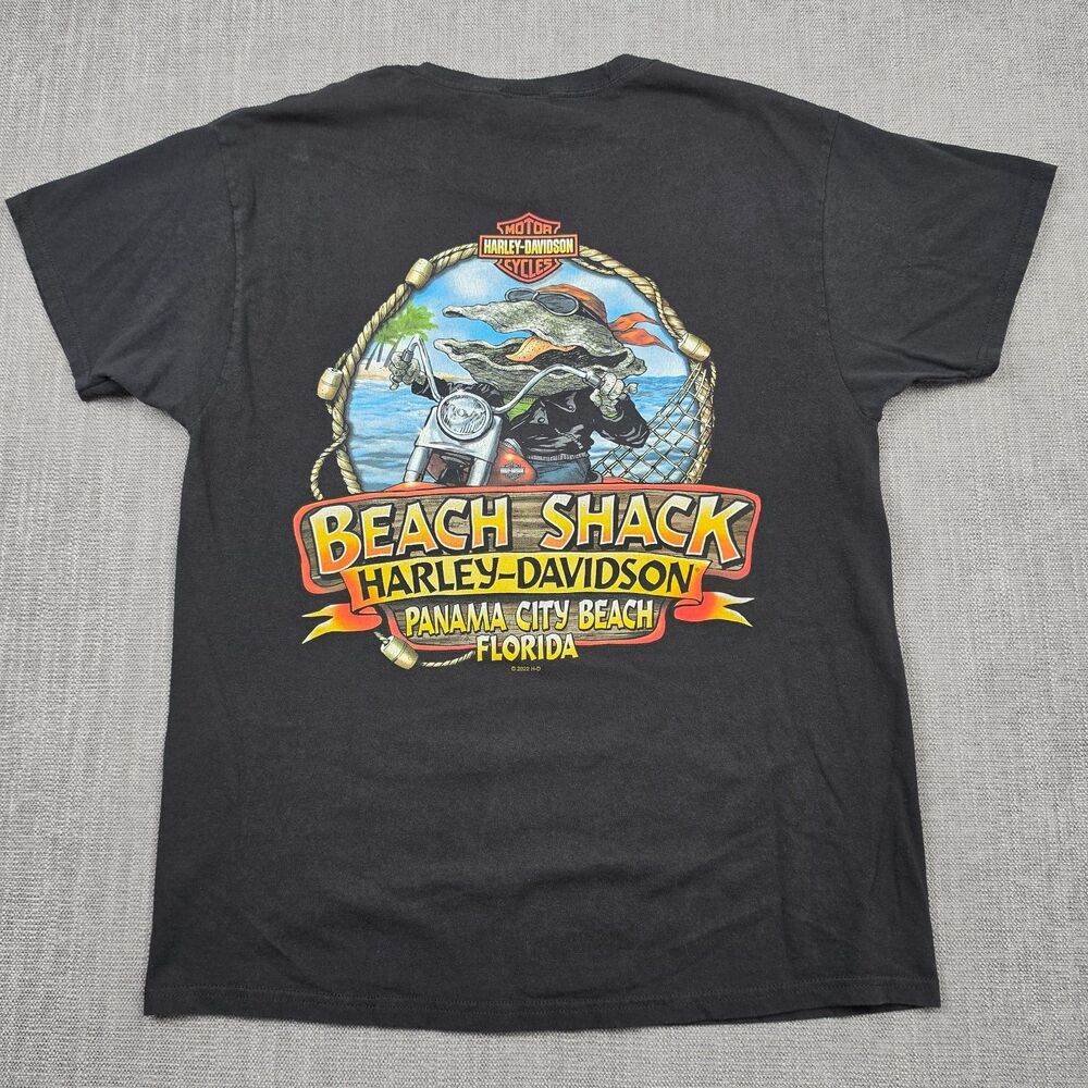Harley-Davidson Beach Shack Panama City Beach FL T-Shirt Black XL Oyster Biker